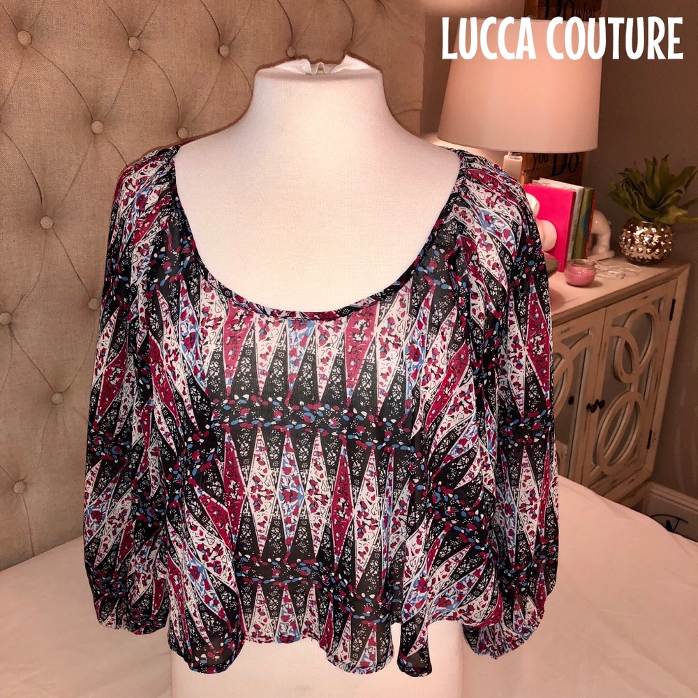 Lucca Couture Sheer Cropped Blouse